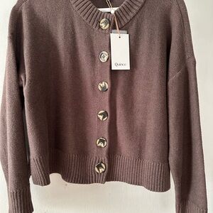 Quince Brown Cardigan Sweater Soft Knit